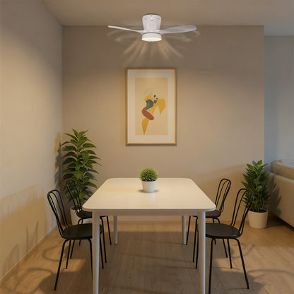 YANSUN 21 in 3-Blade Small Direct Fan Blade Ceiling Light, White, Hardwired, 100-240V