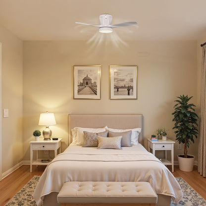 YANSUN 21 in 3-Blade Small Direct Fan Blade Ceiling Light, White, Hardwired, 100-240V