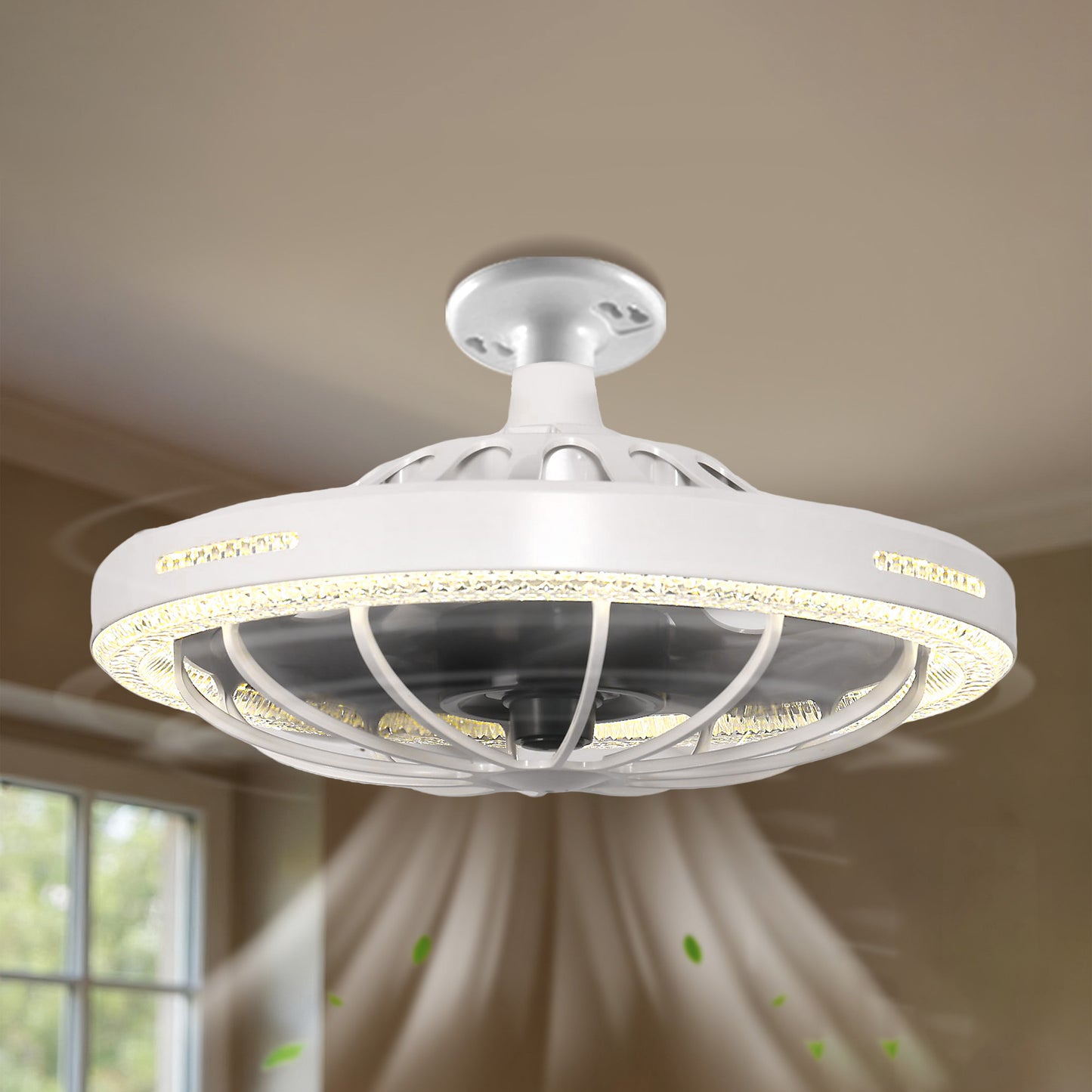 YANSUN 19.7 Inch Ceiling Fan with Light 5-Blade Fan Remote Control Dimmable LED Adjustable Color Temperature