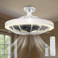 YANSUN 19.7in Retractable Bladeless Lighted Ceiling Fan with Light, 5-Blade Invisible Fan, Remote Control Dimmable LED Light, 3-Speed Timer Ceiling Fan Light Combo E26/E27