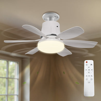 YANSUN 18.5 in 6-Blade Direct Fan Blade Ceiling Light, White, E26/E27, 100-240V