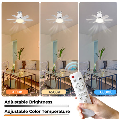 YANSUN 18.5 in 6-Blade Direct Fan Blade Ceiling Light, White, E26/E27, 100-240V