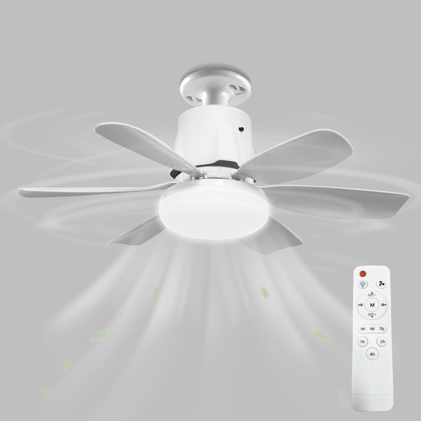 YANSUN 18.5 in 6-Blade Direct Fan Blade Ceiling Light, White, E26/E27, 100-240V