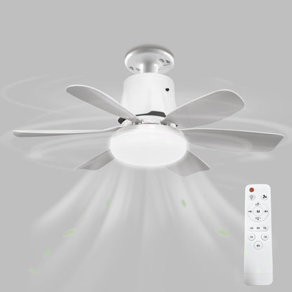 YANSUN 18.5 in 6-Blade Direct Fan Blade Ceiling Light, White, E26/E27, 100-240V