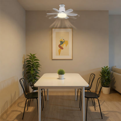 YANSUN 18.5 in 6-Blade Direct Fan Blade Ceiling Light, White, E26/E27, 100-240V