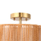 YANSUN 3-Light Flush Mount Ceiling Light in Copper Finish with Brown Shades, E26 Base, Non-Integrated Bulbs, 120V