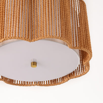 YANSUN 3-Light Flush Mount Ceiling Light in Copper Finish with Brown Shades, E26 Base, Non-Integrated Bulbs, 120V