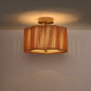 YANSUN 3-Light Flush Mount Ceiling Light in Copper Finish with Brown Shades, E26 Base, Non-Integrated Bulbs, 120V