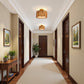 YANSUN 3-Light Flush Mount Ceiling Light in Copper Finish with Brown Shades, E26 Base, Non-Integrated Bulbs, 120V