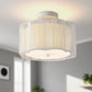 YANSUN 3-Light Flush Mount Ceiling Light in White Finish with White Shades, E26 Base, Non-Integrated Bulbs, 120V