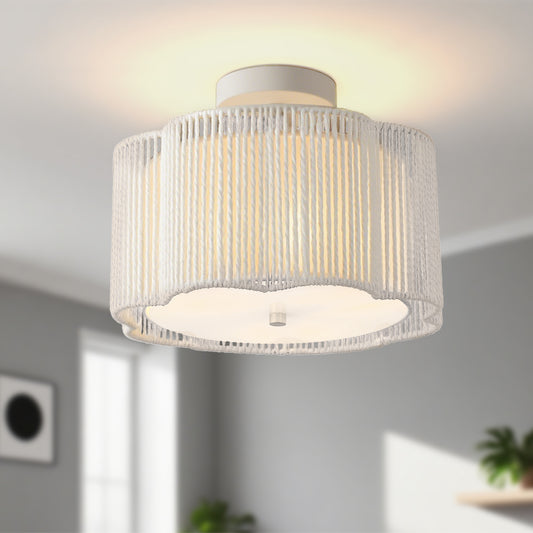 YANSUN 3-Light Flush Mount Ceiling Light in White Finish with White Shades, E26 Base, Non-Integrated Bulbs, 120V