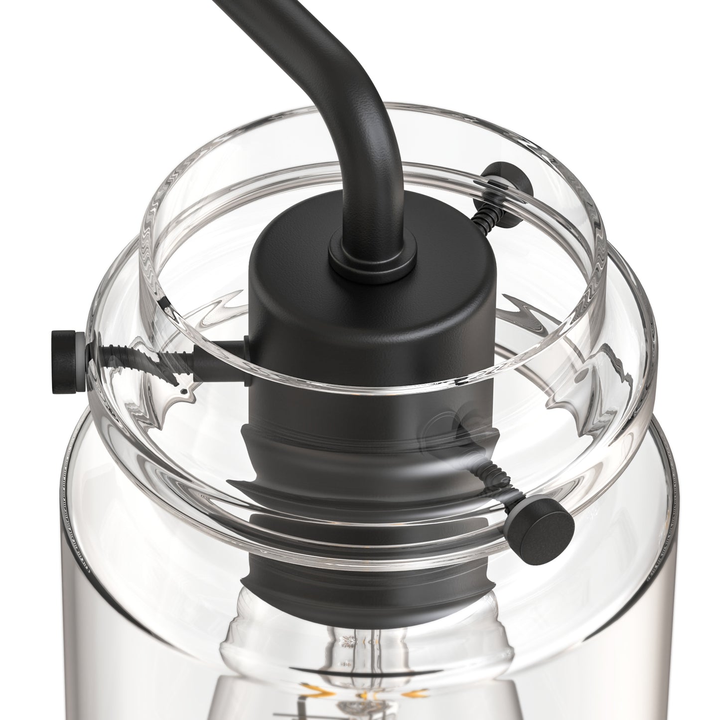 YANSUN 23.6 in. 3 Light Matte Black Vanity Light with Clear Glass Shades and E26 Sockets for Bathroom Use