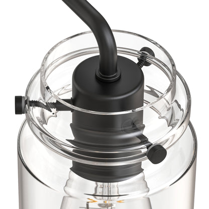 YANSUN 23.6 in. 3 Light Matte Black Vanity Light with Clear Glass Shades and E26 Sockets for Bathroom Use