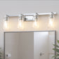 YANSUN 31.5 in. 4 Light Chrome Vanity Light with Clear Glass Shades and E26 Sockets for Bathroom Use