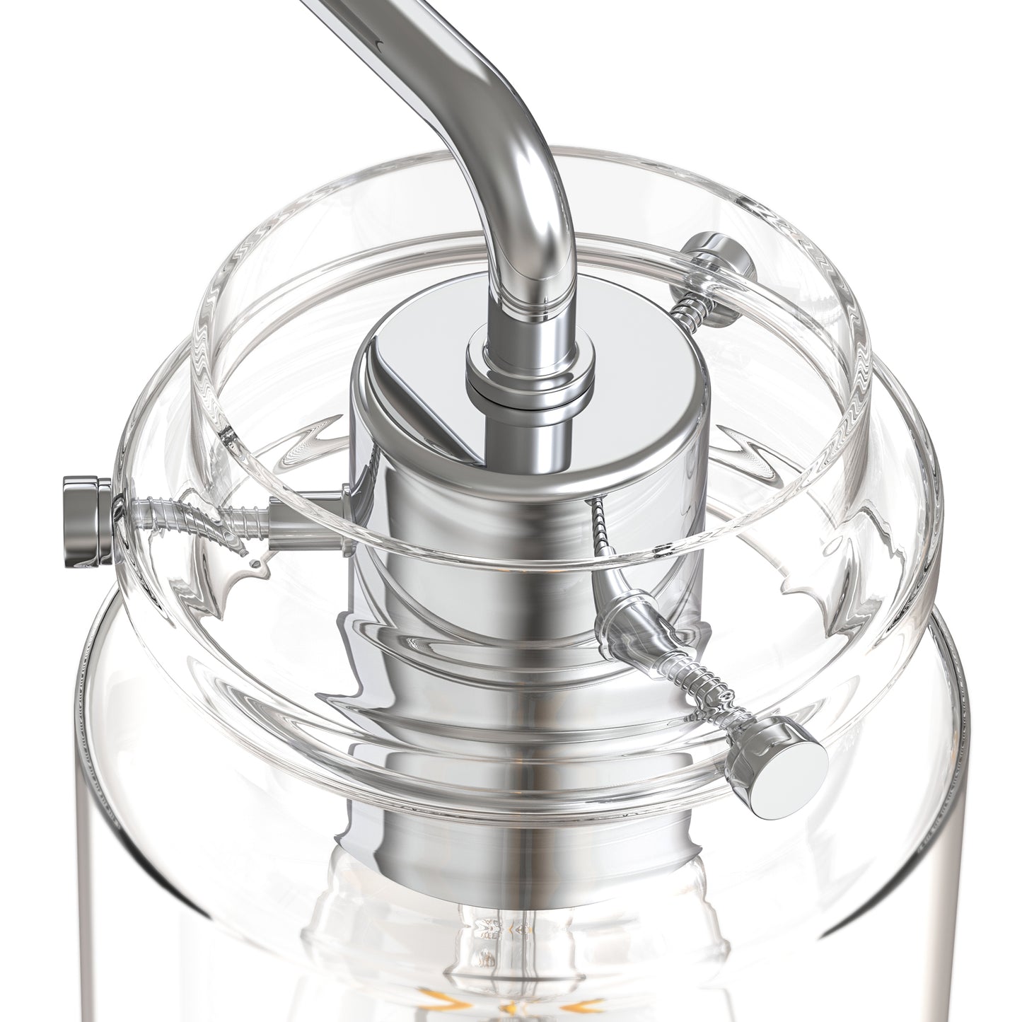 YANSUN 31.5 in. 4 Light Chrome Vanity Light with Clear Glass Shades and E26 Sockets for Bathroom Use