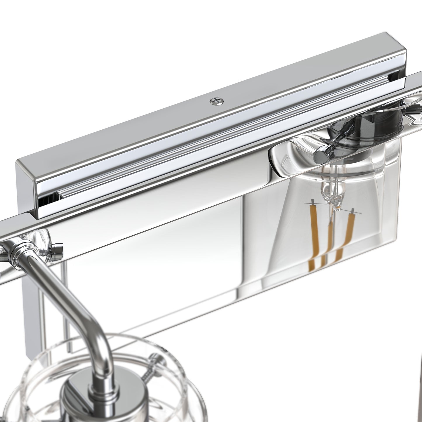 YANSUN 31.5 in. 4 Light Chrome Vanity Light with Clear Glass Shades and E26 Sockets for Bathroom Use