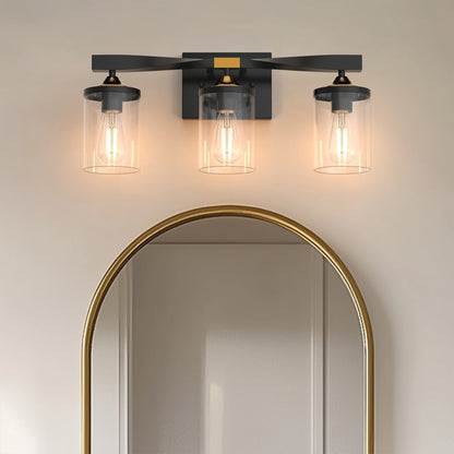20 in. 3-Light Black and Gold Bathroom Vanity Light Fixtures Over Mirror, Ideal for Bathroom, Hallway, Bedroom