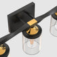 20 in. 3-Light Black and Gold Bathroom Vanity Light Fixtures Over Mirror, Ideal for Bathroom, Hallway, Bedroom