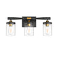 20 in. 3-Light Black and Gold Bathroom Vanity Light Fixtures Over Mirror, Ideal for Bathroom, Hallway, Bedroom