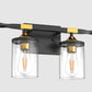 26 in. 4-Light Black and Gold Vanity Light with Clear Glass Shades for Bathroom