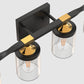 26 in. 4-Light Black and Gold Vanity Light with Clear Glass Shades for Bathroom