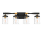 26 in. 4-Light Black and Gold Vanity Light with Clear Glass Shades for Bathroom