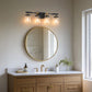 26 in. 4-Light Black and Gold Vanity Light with Clear Glass Shades for Bathroom