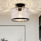 9 in. 1-Light Black Modern Semi Flush Mount Ceiling Light Industrial Clear Water Glass for Hallway Kitchen Bathroom