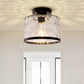 9 in. 1-Light Black Modern Semi Flush Mount Ceiling Light Industrial Clear Water Glass for Hallway Kitchen Bathroom