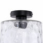 YANSUN 9 in. 1-Light Black Round Clear Glass Semi-Flush Mount with Water Glass Shade and No Bulbs Included 1-Pack