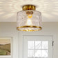 9 in. 1-Light Gold Modern Semi Flush Mount Ceiling Light Industrial Clear Water Glass for Hallway Kitchen Bathroom