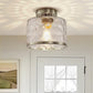 9 in. 1-Light Brushed Nickel Semi Flush Mount Ceiling Light Industrial Clear Water Glass for Hallway Kitchen Bathroom