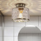 9 in. 1-Light Brushed Nickel Semi Flush Mount Ceiling Light Industrial Clear Water Glass for Hallway Kitchen Bathroom
