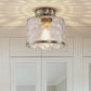 9 in. 1-Light Brushed Nickel Semi Flush Mount Ceiling Light Industrial Clear Water Glass for Hallway Kitchen Bathroom