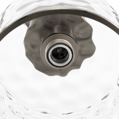 9 in. 1-Light Brushed Nickel Semi Flush Mount Ceiling Light Industrial Clear Water Glass for Hallway Kitchen Bathroom