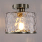 9 in. 1-Light Brushed Nickel Semi Flush Mount Ceiling Light Industrial Clear Water Glass for Hallway Kitchen Bathroom