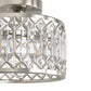 YANSUN 1-Light Drum Shape Semi-Flush Mount Ceiling Light, Triangular Crystal Bar Accents, Brushed Nickel Finish, Traditional Design