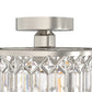 YANSUN 1-Light Drum Shape Semi-Flush Mount Ceiling Light, Triangular Crystal Bar Accents, Brushed Nickel Finish, Traditional Design