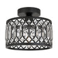 YANSUN Single-Light Semi-Flush Ceiling Light with Triangular Crystal Strips Black E26 Bulb Not Included