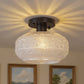 YANSUN 1-Light Matte Black Semi Flush Mount Ceiling Fixture with Globe Glass Shade for Bedrooms, Bathrooms, Hallways, and Living rooms