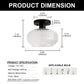 YANSUN 1-Light Matte Black Semi Flush Mount Ceiling Fixture with Globe Glass Shade for Bedrooms, Bathrooms, Hallways, and Living rooms