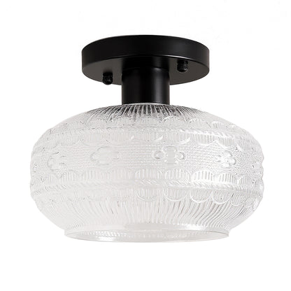 YANSUN 9.5 Inch Ceiling Light Matte Black with Spherical Glass Shade E26 Base Bulb Not Included