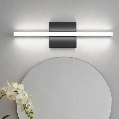 YANSUN 24in LED Vanity Light with Frosted Acrylic Diffuser, Integrated LED, 6000K, Matte Black Metal