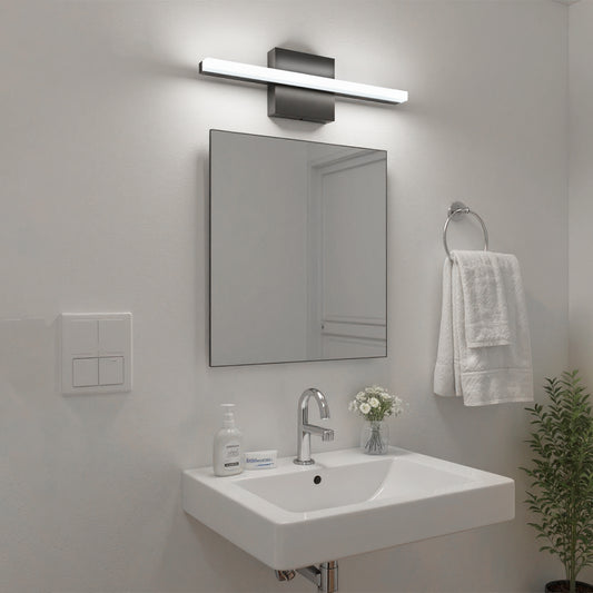 YANSUN 24-Inch Vanity Mirror Light with Frosted Acrylic Panel, Integrated LED 6000K Cool White, 1250 Lumen, Matte Black Finish