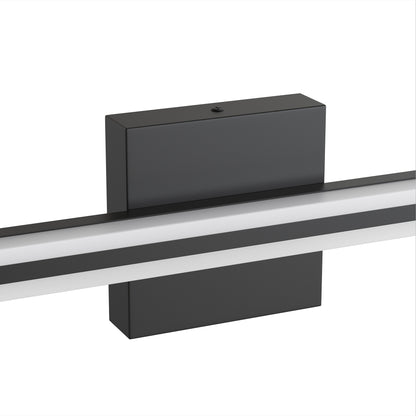 YANSUN 24-Inch Vanity Mirror Light with Center-Divided Acrylic Panel, Integrated LED 6000K Cool White, 1250 Lumen, Matte Black