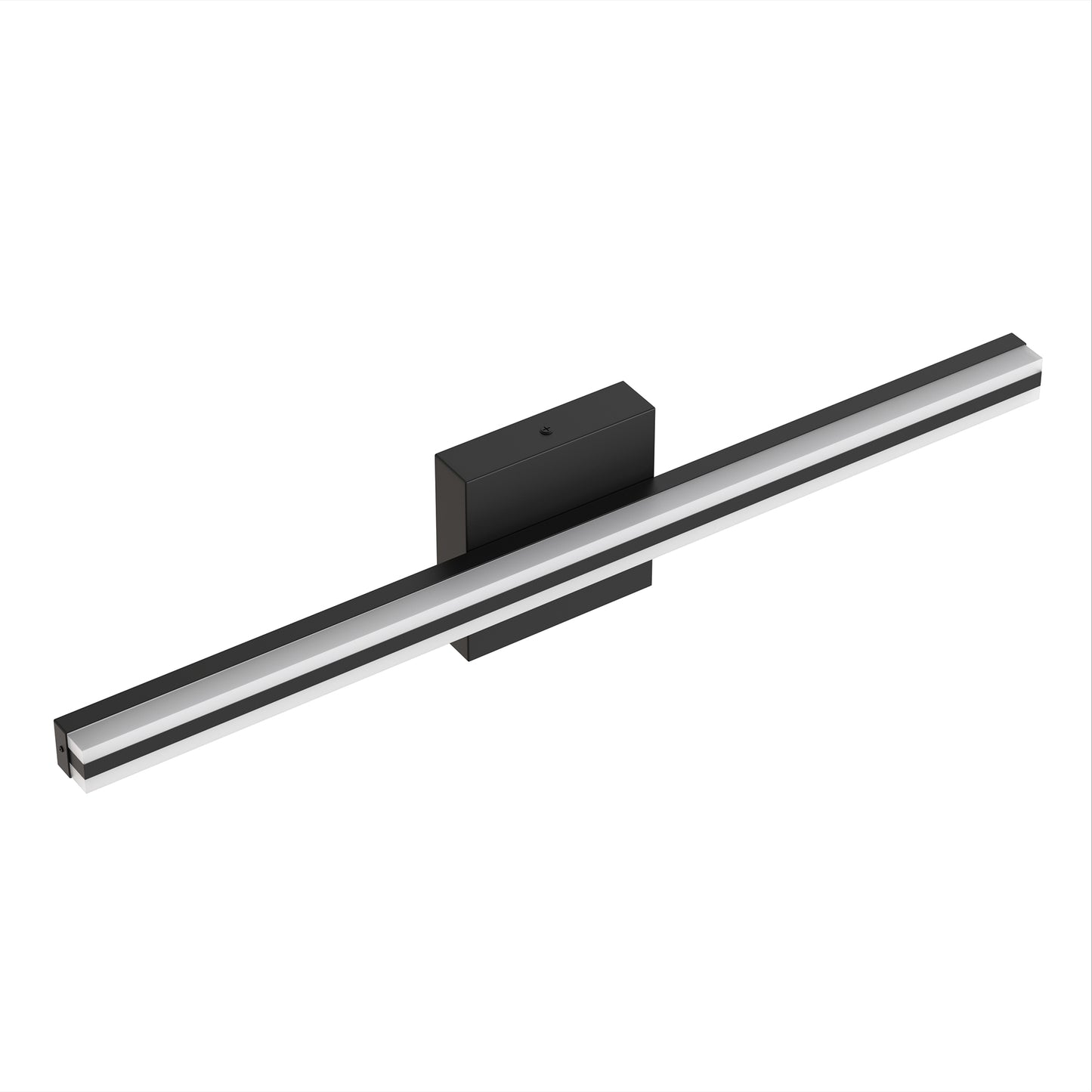 YANSUN 24-Inch Vanity Mirror Light with Center-Divided Acrylic Panel, Integrated LED 6000K Cool White, 1250 Lumen, Matte Black