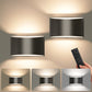 YANSUN Set of 2 Modern Curved LED Indoor Wall Lights, Matte Black Finish, 6W, 3CCT Selectable
