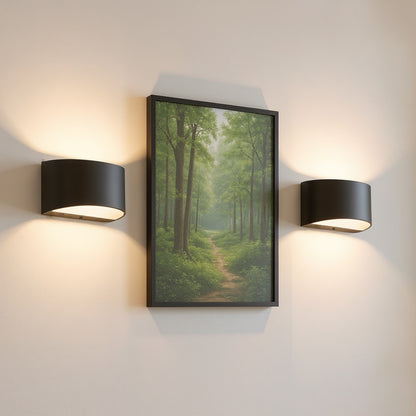 2-Pack Modern Curved LED Wall Sconce, Black Rectangular Indoor Vanity Light, 6-Watt, 3000K??¨¬C6000K Ajustable White