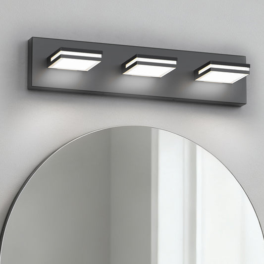 YANSUN 3-Light Vanity Mirror Light with Up/Down Lighting, Integrated LED 6300K Cool White, 754 Lumen, Matte Black Finish