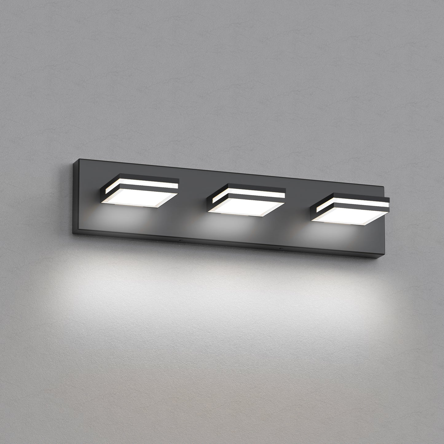 YANSUN 3-Light Vanity Mirror Light with Up/Down Lighting, Integrated LED 6300K Cool White, 754 Lumen, Matte Black Finish